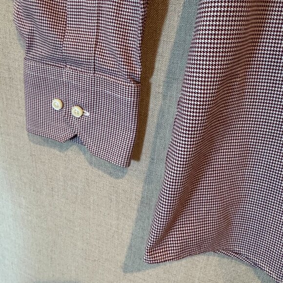 Brooks Brothers 1818 Regent Non-Iron Shirt Burgundy Micro Houndstooth 17 6/7 - Picture 5 of 10
